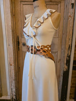 Load image into Gallery viewer, Vintage 1970s Cream Ruffle Maxi Dress UK8
