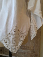 Load image into Gallery viewer, Vintage Upcycled Linen Fairy Top – Handmade Boho Blouse, Open Size, Lace Detail
