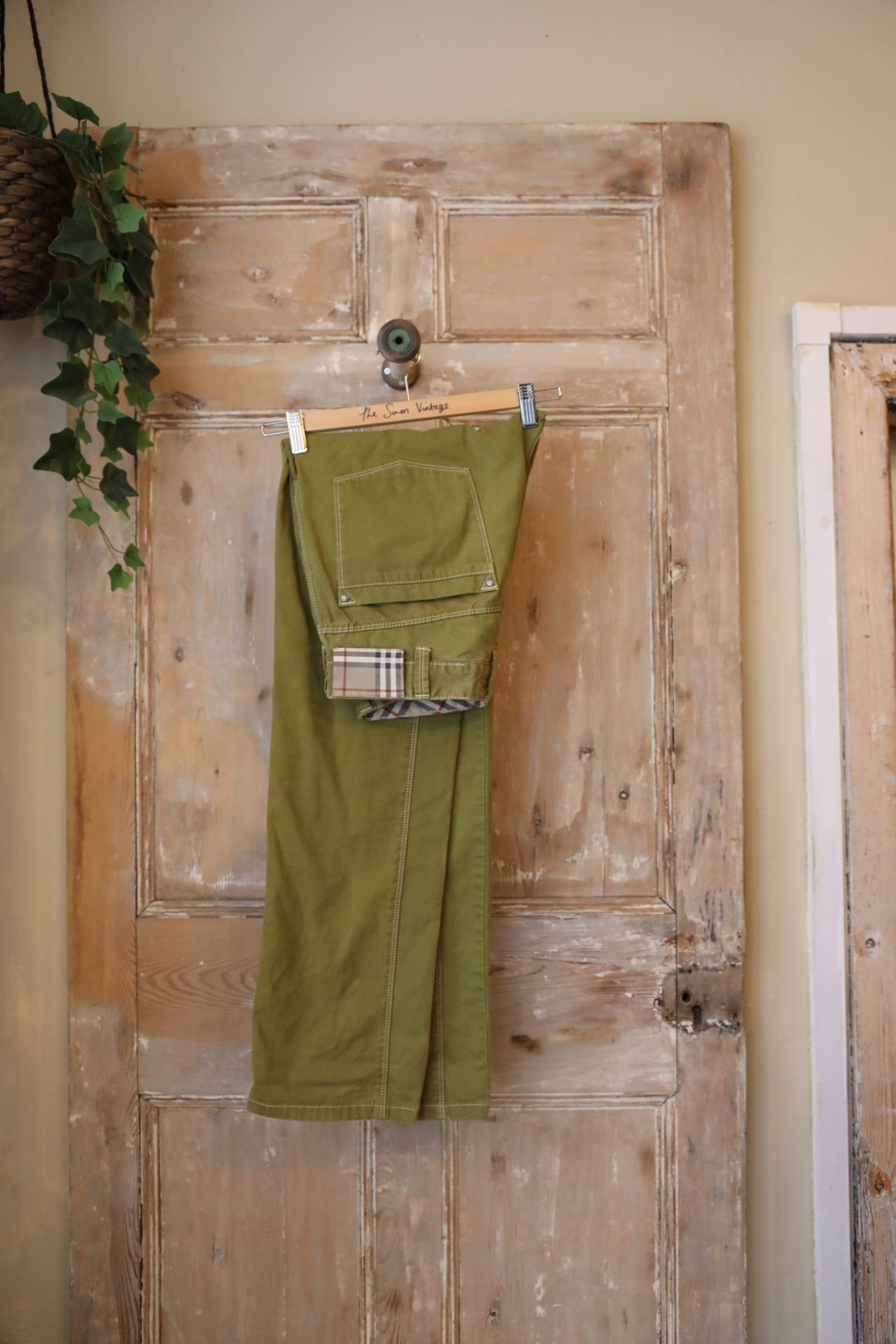 Vintage Y2K Green Burberry trousers - cotton denim UK8