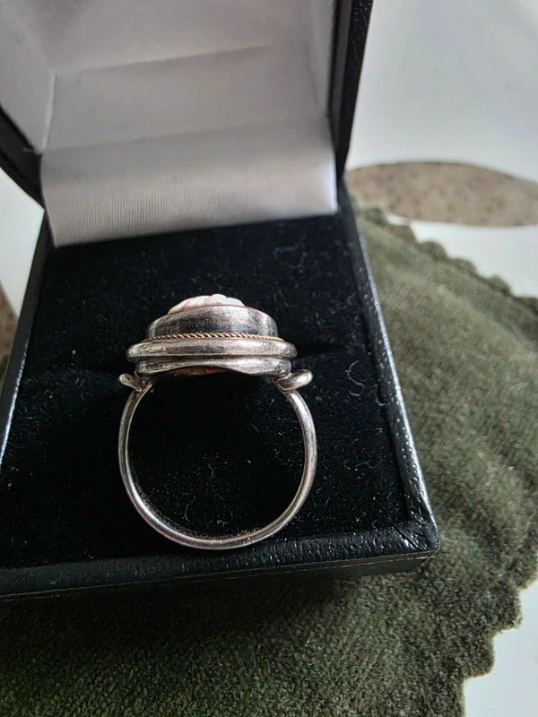 Vintage 1940s Silver Cameo Ring – Size K