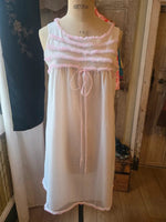 Load image into Gallery viewer, Vintage 1960s White Pink Ruffle Negligee Sheer Babydoll Nightdress Slip Nightie Lingerie Boudoir
