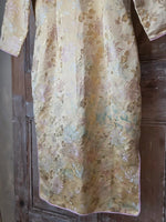 Load image into Gallery viewer, Vintage 1950s Silk Cheongsam Dress | Gold Floral Brocade | Mandarin Collar | Wiggle Dress | UK 6/8
