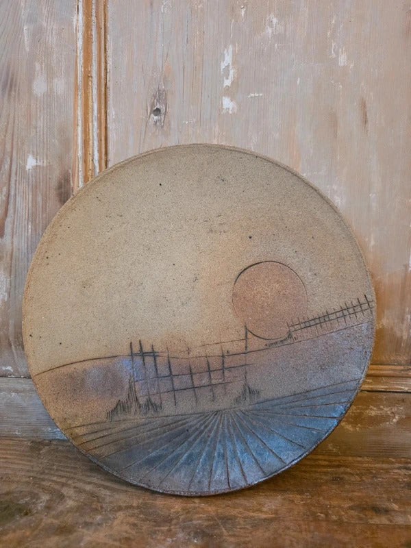 Vintage Studio Pottery by Paul Goddard | Large Hand Thrown Stoneware Wall Plate | 1989