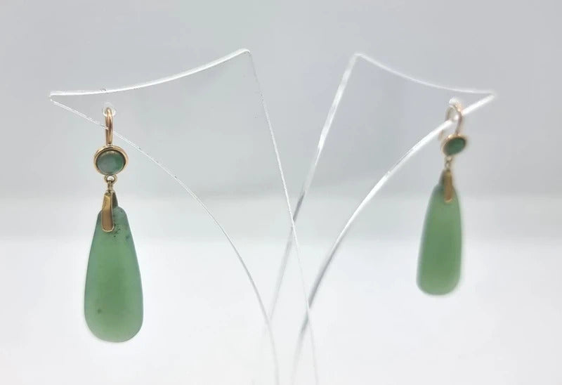 Antique Jade Earrings - Edwardian jewellery - 18ct gold