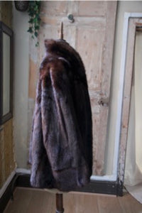Vintage 1950s dark Mink sleek fur coat - original swing - brown mink