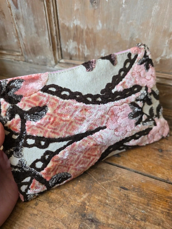 Handmade Moroccan Upcycled Fabric Makeup Bag – Velvet Pouch