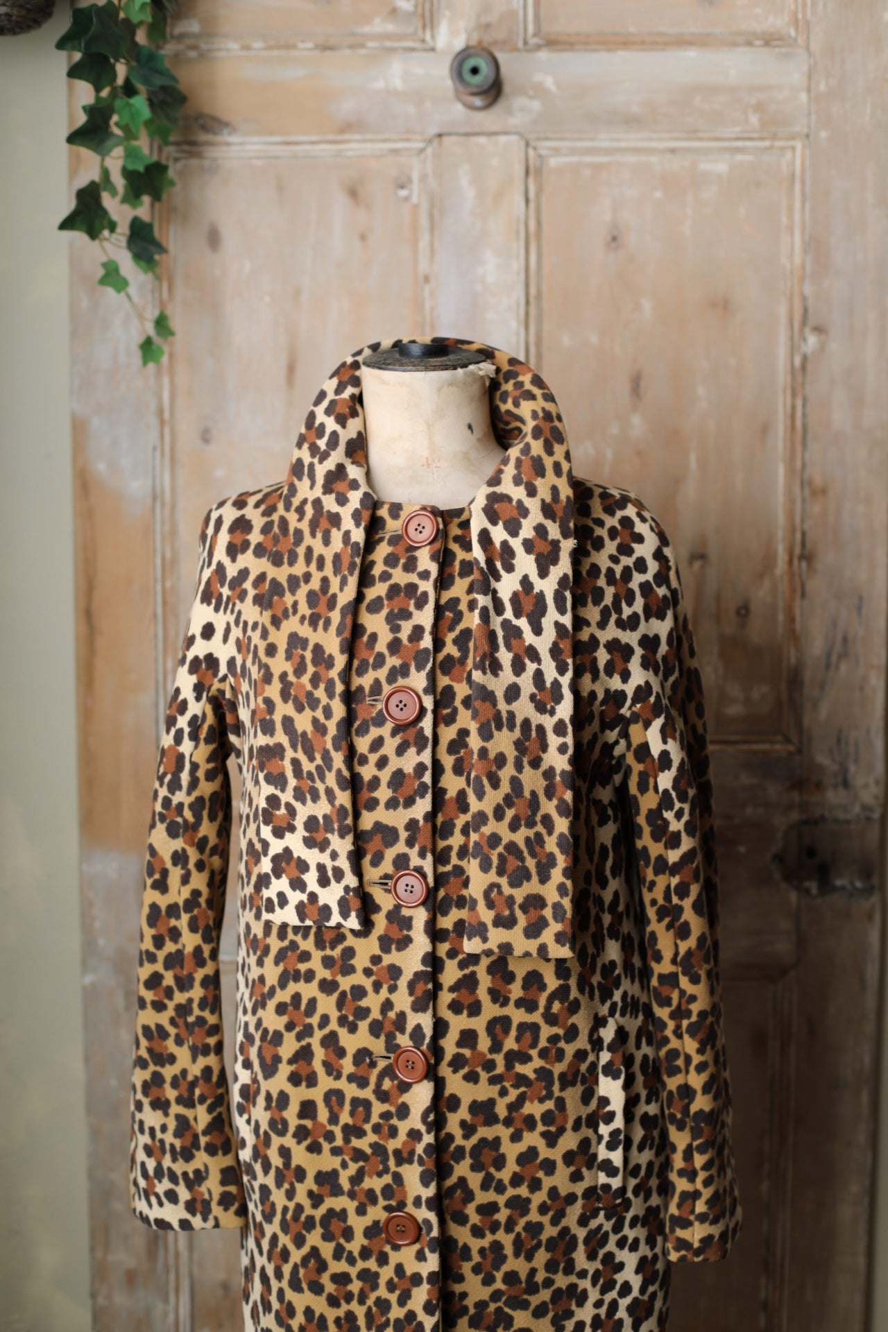 Vintage Y2K Moschino wool leopard print coat - 1960s style original