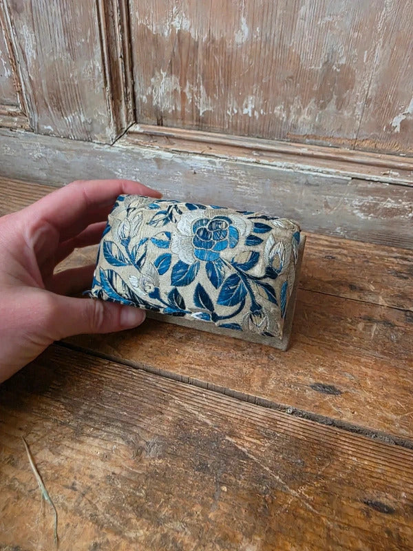 Victorian Silk Needlepoint Sewing Box / Trinket Box