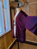 Vintage Charles And Patricia Lester Silk Devoré Velvet Kimono Jacket bugundyStriped