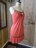 Load image into Gallery viewer, Vintage Y2K 2000s Coral Cami Dress with Bead Cut-Out Detail by Next - UK 12
