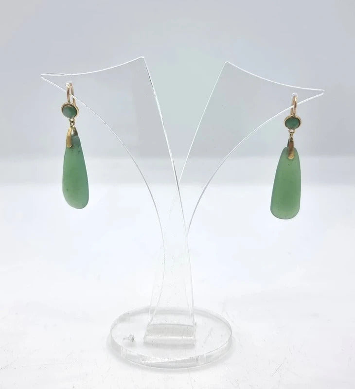 Antique Jade Earrings - Edwardian jewellery - 18ct gold
