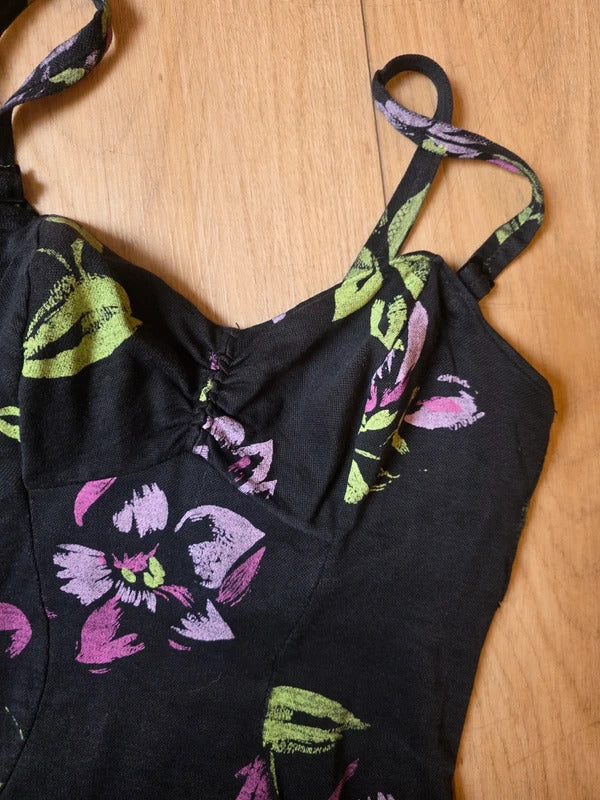 Vintage 1940s/50s jantzen black floral swimsuit pin-up bombshell
