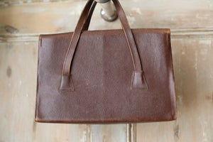 Vintage early 1940s Dark brown leather handbag