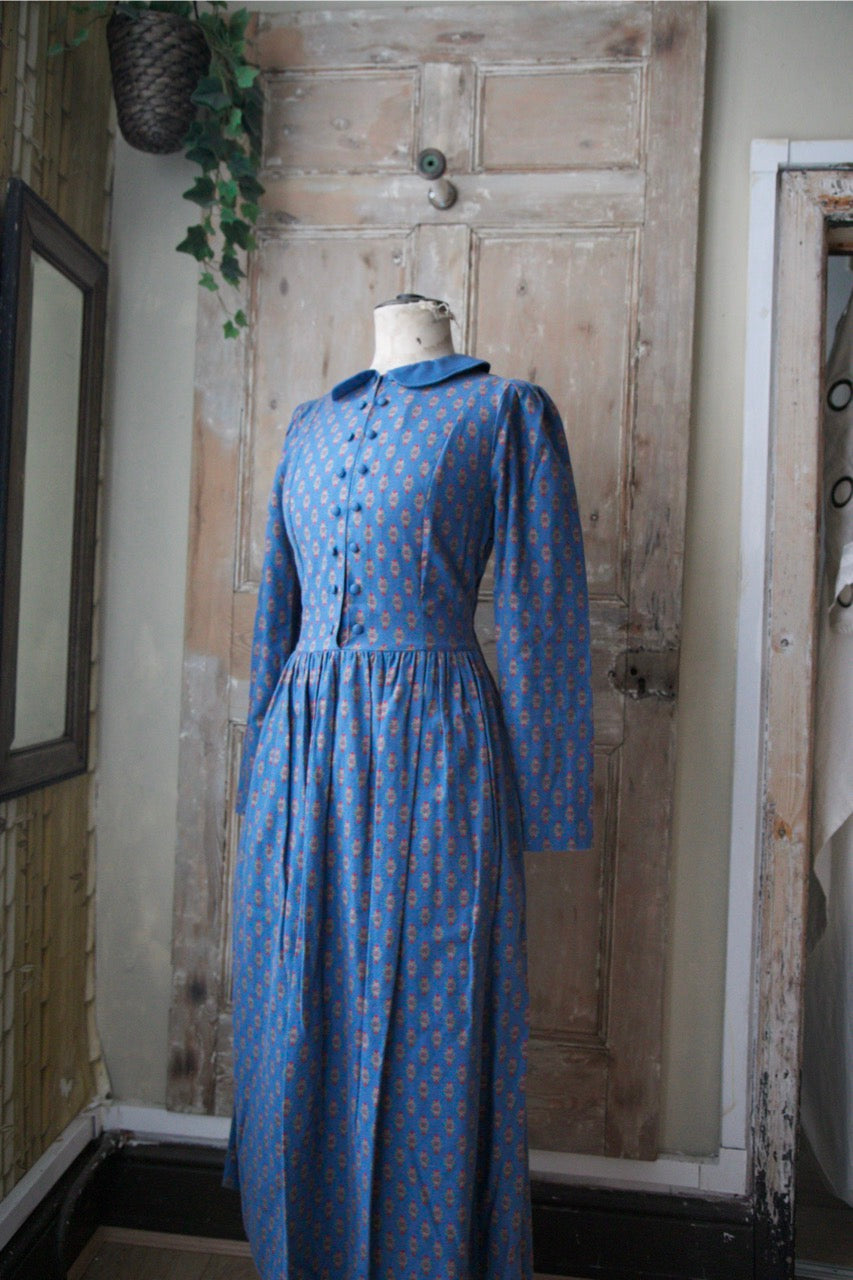 Vintage 1980s Laura Ashley Dress - Wool and cotton -folk print UK8/10