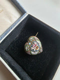 Antique Victorian micro mosaic love heart brooch