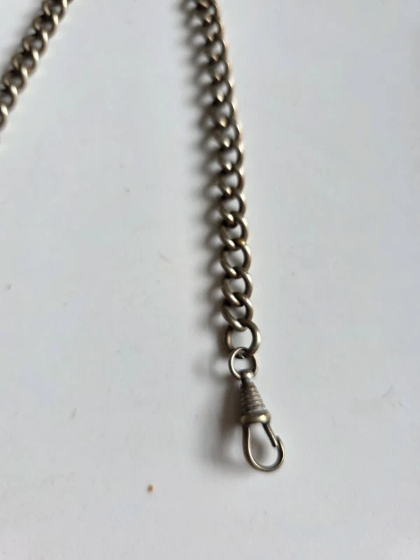 1950s–1960s Vintage Melfexa Silver Albert Chain with Ornate Pendant