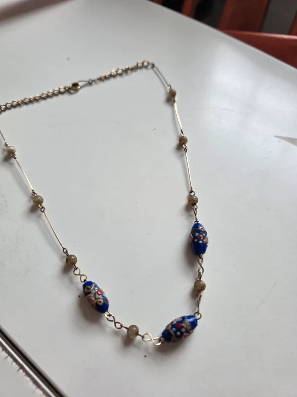 Vintage deco Wedding Cake Bead Necklace with Glass & Faux Pearl Detail