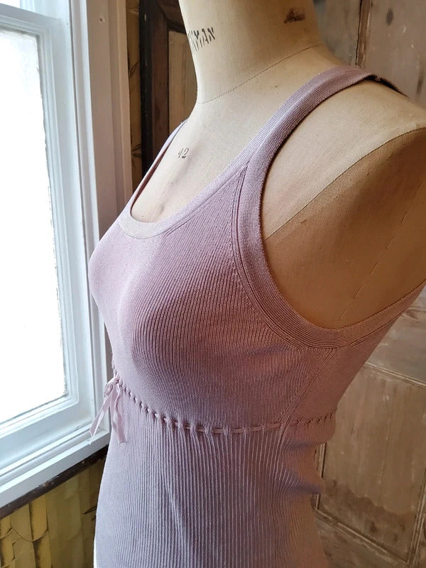 Vintage Y2K Lilac lineaRibbed Cami Top Bow Detail UK8