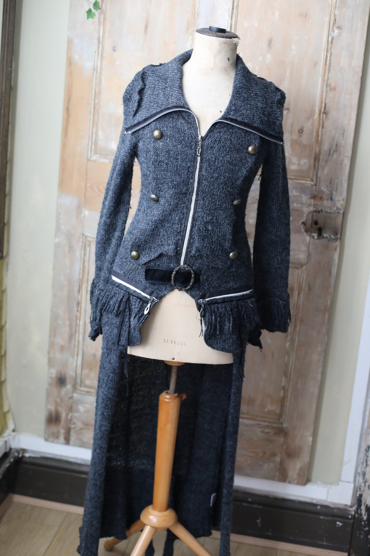 Vintage Y2k steampunk victoriana wool mix zip through cardigan.