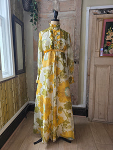 Vintage 1970s California The Look of Love Sunflower Maxi Dress – UK 14/16