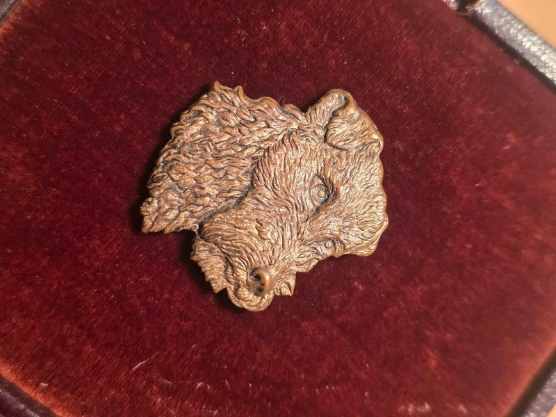 Art Deco Brass Dog Brooch – c. 1920s–1930s