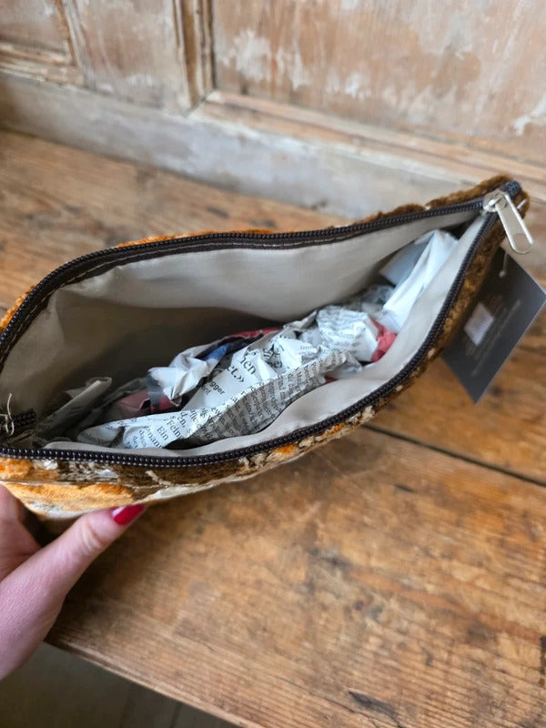 Handmade Moroccan Upcycled Fabric Makeup Bag – Velvet Pouch