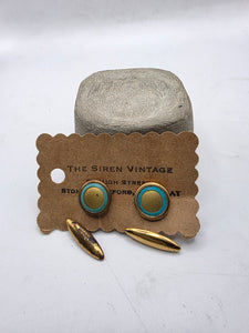 Vintage 1930s gold tone and blue circle cufflinks