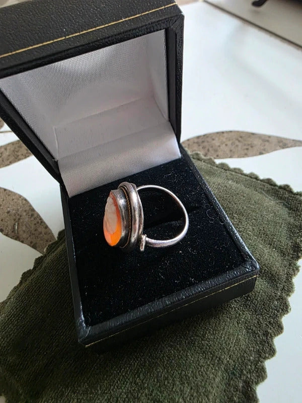 Vintage 1940s Silver Cameo Ring – Size K