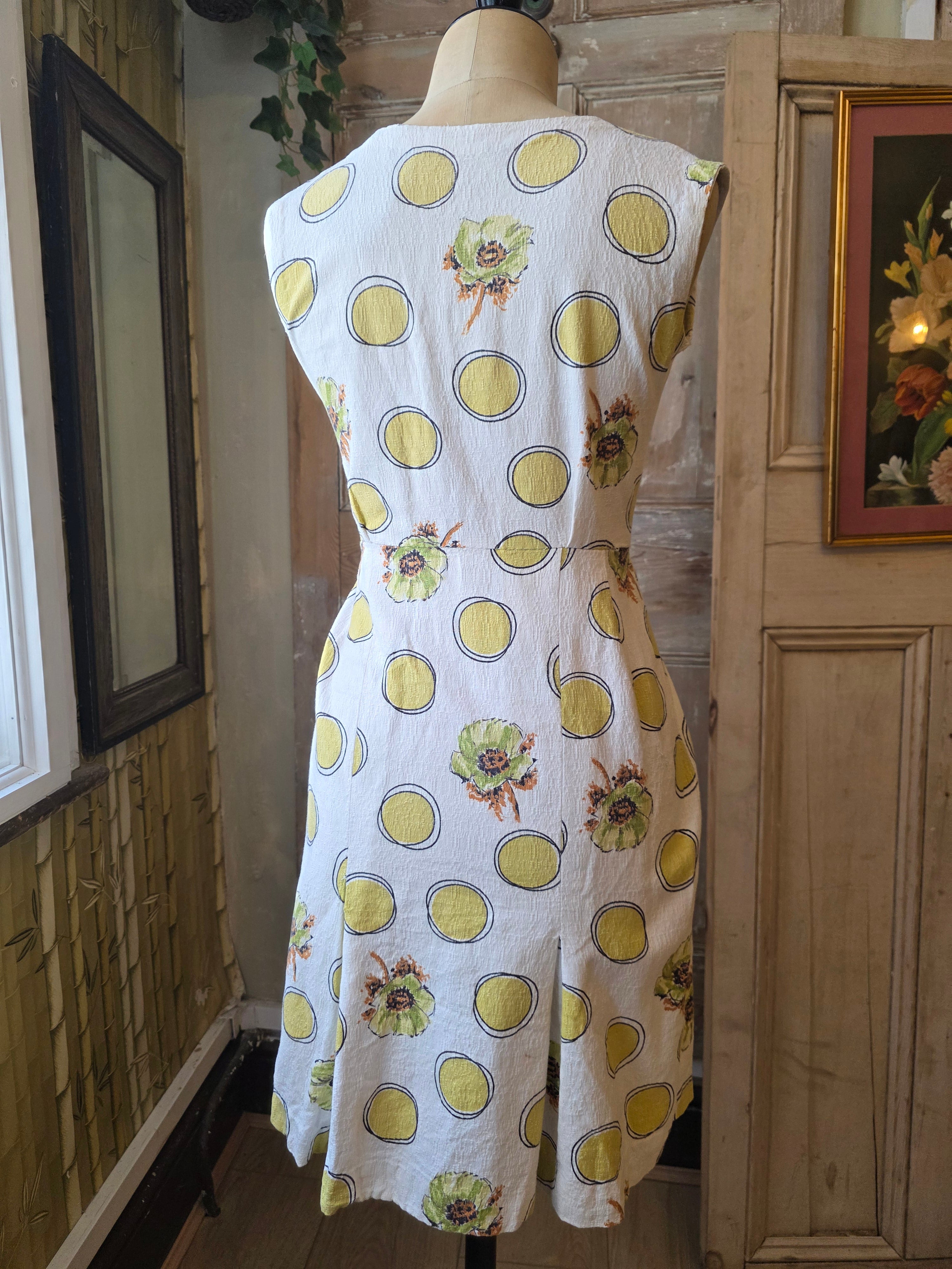 Vintage 1960s novelty butter yellow - Mod Cotton Wiggle Shift Dress