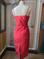 Load image into Gallery viewer, Vintage Y2K Red Silk Embroidered Wiggle Dress | 1950s Pinup Dress | UK 12
