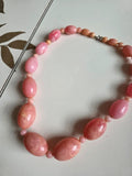 Vintage 1950s Marbled Pink Early Plastic Graduated Bead Necklace