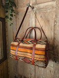 New Handmade Wool Leather Travel Bag Kilim Weekender Overnight Holdall