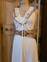 Load image into Gallery viewer, Vintage 1970s Cream Ruffle Maxi Dress UK8
