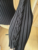 Load image into Gallery viewer, Vintage Belldini Black Ribbed Zip-Up Knit Cardigan Sweater Cable-Detail Sleeve

