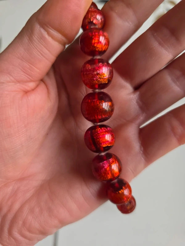 Vintage 1930s Czech Foil Back Handblown Glass Necklace – Graduated pink Beads