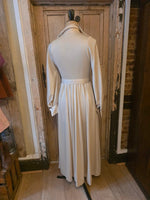 Load image into Gallery viewer, Vintage 1970s Cream Crochet Panel Maxi Dress with Belt UK10
