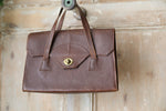 Load image into Gallery viewer, Vintage early 1940s Dark brown leather handbag
