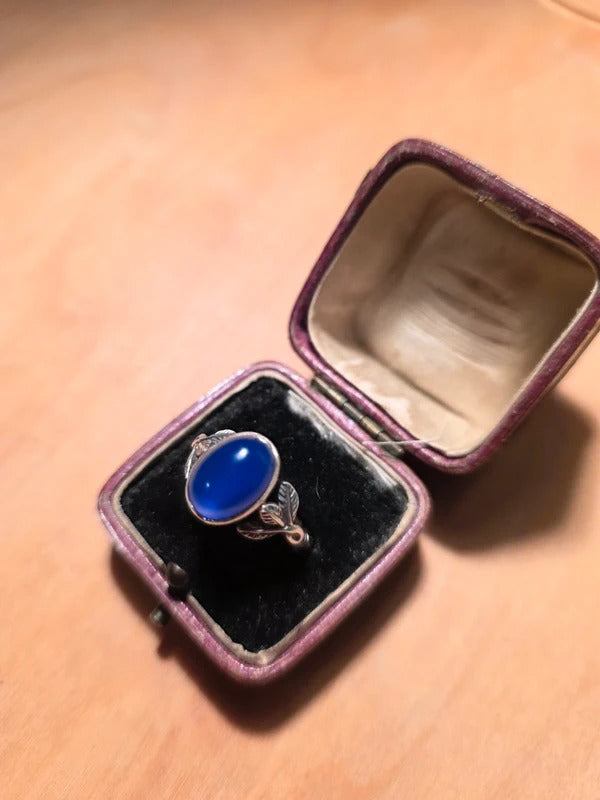 Vintage Sterling Silver Blue Chalcedony Ring – Size V