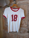 Vintage, John Galt Number 18 Ringer Tee Varsity Style Cotton T Shirt Size S