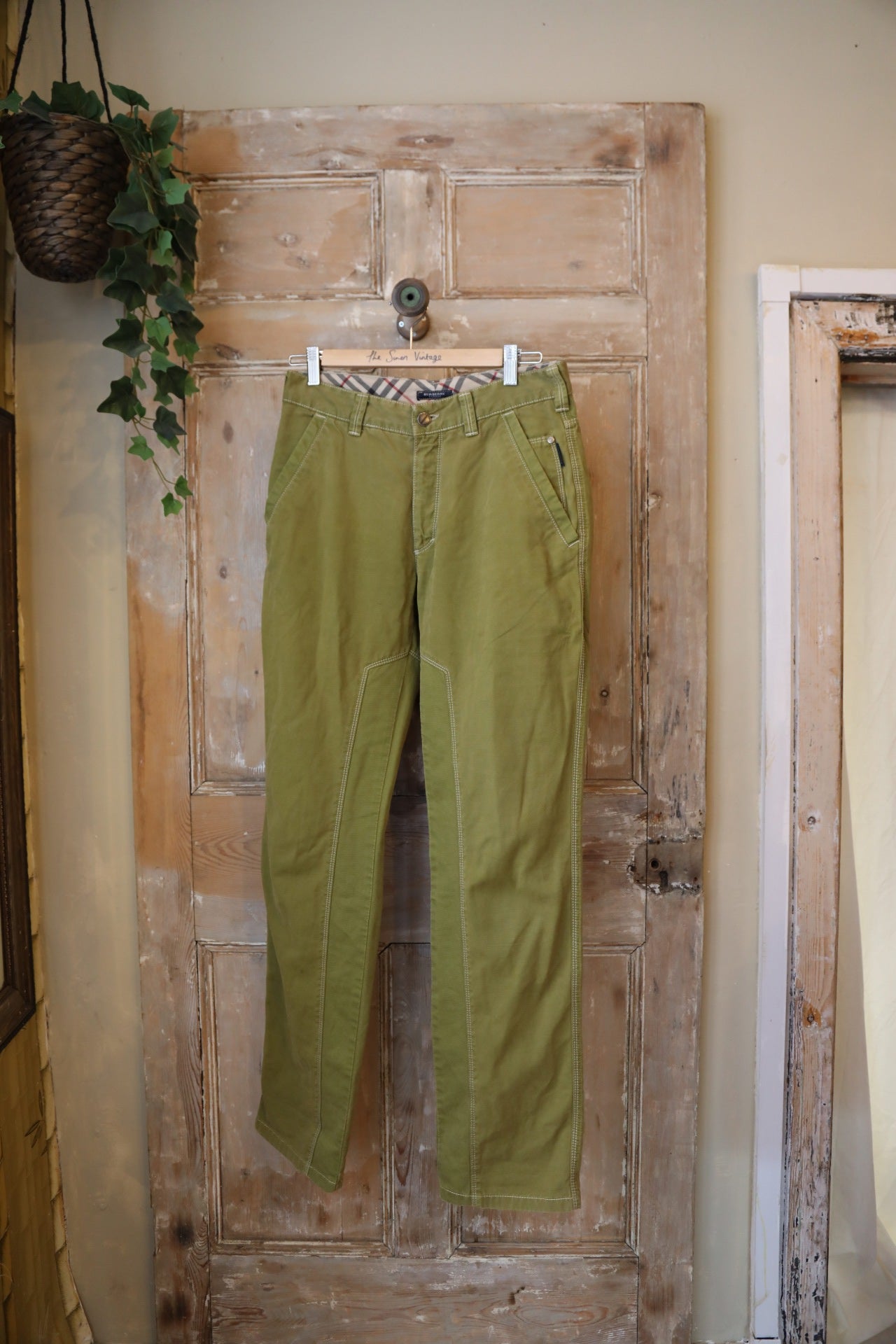 Vintage Y2K Green Burberry trousers - cotton denim UK8