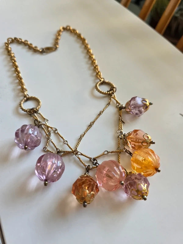 Vintage 1970s Moulded acrylic statement necklace