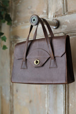 Load image into Gallery viewer, Vintage early 1940s Dark brown leather handbag
