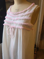 Load image into Gallery viewer, Vintage 1960s White Pink Ruffle Negligee Sheer Babydoll Nightdress Slip Nightie Lingerie Boudoir
