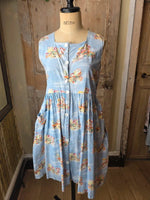 Load image into Gallery viewer, Vintage 1950s cotton novelty Dress Make Do And Mend Project UK12 Needs Repairs
