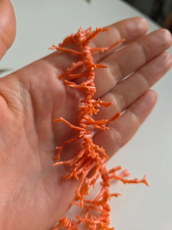 Vintage 1950s Vintage Coral Branch & Chip Necklace