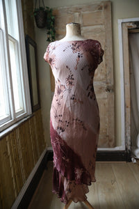 Vintage Y2K midi dress - Nitya - bias cut - cottage core uk12