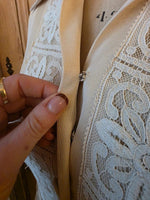 Load image into Gallery viewer, Vintage 1970s Cream Crochet Panel Maxi Dress with Belt UK10
