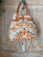 Load image into Gallery viewer, Upcycled Tapestry Carpet Bag Leather Handles Vintage Style Handbag
