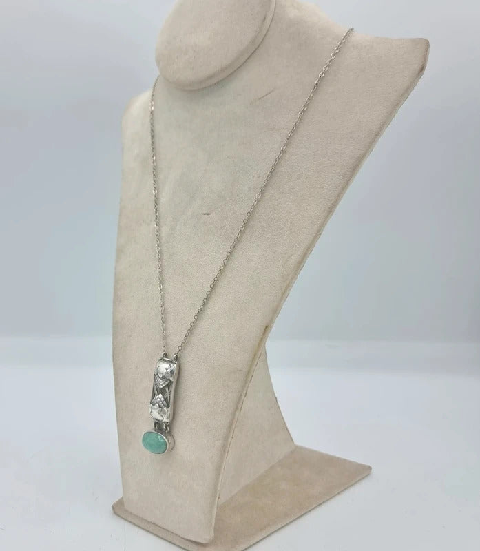 Art Nouveau Jewellery - Silver Necklace - Amazonite gemstone Pendant