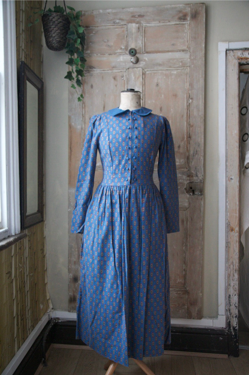 Vintage 1980s Laura Ashley Dress - Wool and cotton -folk print UK8/10